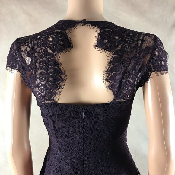 BB DAKOTA Dark Plum Lace Fit and Flare Mini Dress Size 0 - Picture 3 of 8